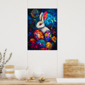 Glas in lood Easter Bunny Fantasy Poster (Keuken)