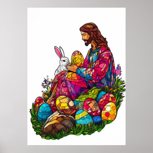 Glas in lood Easter Jesus Eggs Poster (Voorkant)