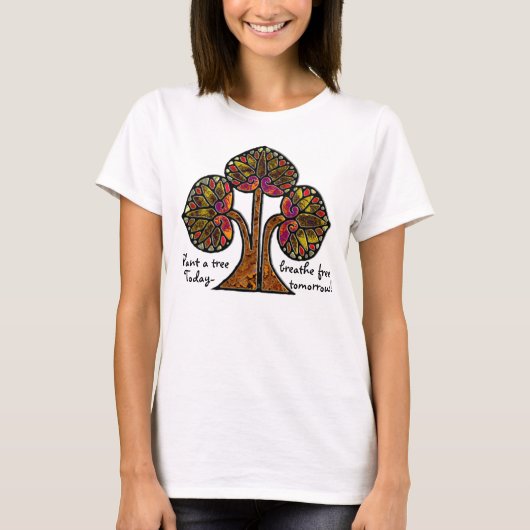 Glas in lood Eco Tree (gepersonaliseerd) T-shirt (Voorkant)