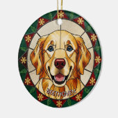 Glas-in-lood-effect HONDEN naam Kerstmis  Keramisch Ornament (Links)