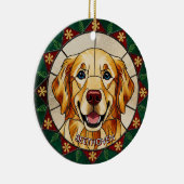 Glas-in-lood-effect HONDENNAAM Kerstmis  Keramisch Ornament (Rechts)