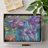 Glas in lood Effect Purple Flowers Decoupage Tissuepapier (Geschenk)