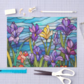 Glas in lood Effect Purple Flowers Decoupage Tissuepapier (Craft)