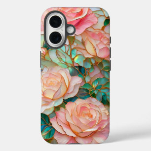 Glas in lood Effect Roos Glas in lood Telefoonhoes iPhone 16 Hoesje
