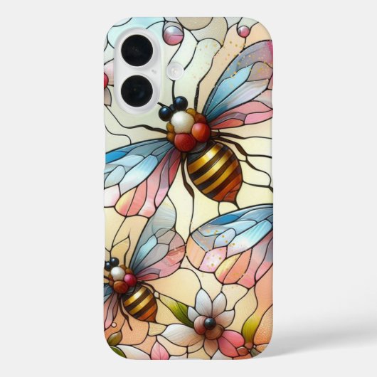 Glas-in-lood-effect van bijen Case-Mate iPhone case (Achterkant)