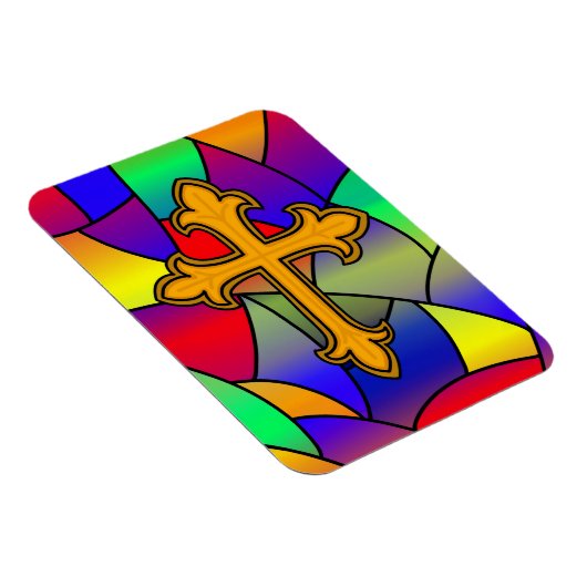 Glas in lood en kruis magneet (Rechterzijde)