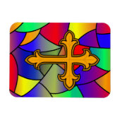 Glas in lood en kruis magneet (Horizontaal)