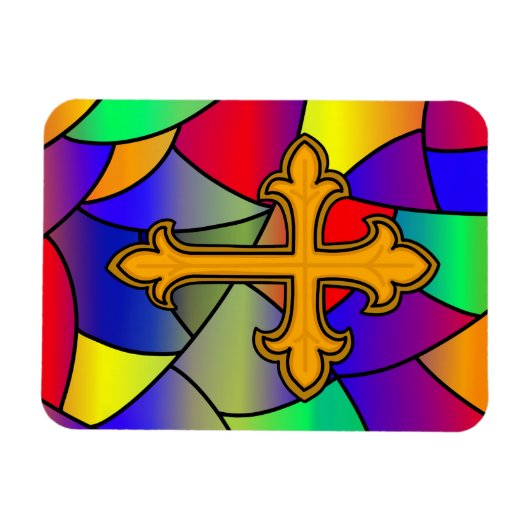 Glas in lood en kruis magneet (Horizontaal)