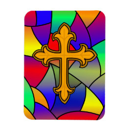 Glas in lood en kruis magneet