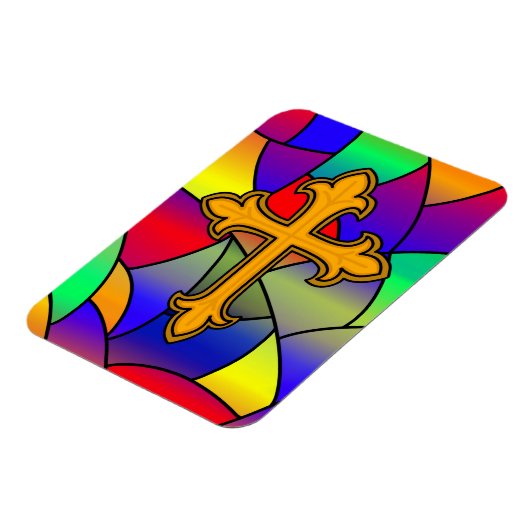 Glas in lood en kruis magneet (Linkerzijde)