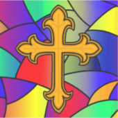 Glas in lood en kruisreligie sticker (Voorkant)