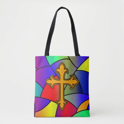 Glas in lood en kruisreligie tote bag (Voorkant)