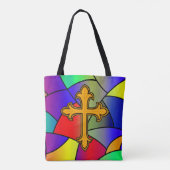 Glas in lood en kruisreligie tote bag (Achterkant)