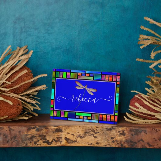 Glas in lood en libellen op maat fotoplaat (Zijkant)