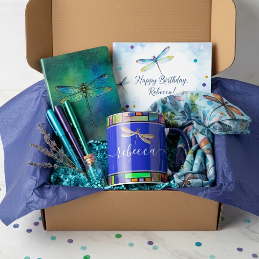 Glas in lood en libellen op maat mok