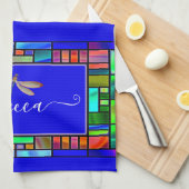 Glas in lood en libellen op maat theedoek (Quarter Fold)