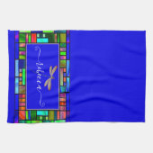 Glas in lood en libellen op maat theedoek (Horizontaal)