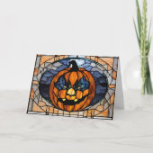 Glas in lood enge Halloween pompoen Feestdagen Kaart (Voorkant)