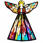 Glas in lood engelenbeeld fotobeeldje ornament<br><div class="desc">Vier de feestdagen met stijl met het prachtige gebrandschilderde glasengelenbeeld. Kan ook als kerstcadeau gegeven worden.</div>