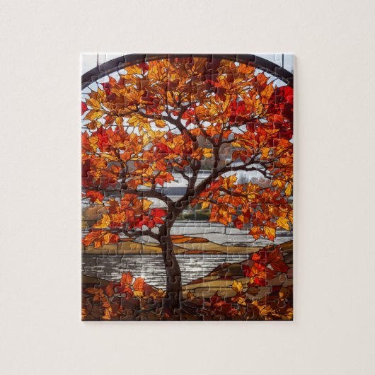 Glas in lood esdoorn legpuzzel (Verticaal)