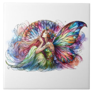 Glas in lood Fairy Dream betoverende regenboogvleu Tegeltje