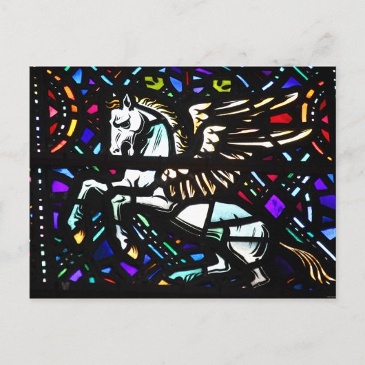 Glas in lood Fantasy Pegasus Winged Horse Briefkaart (Voorkant)