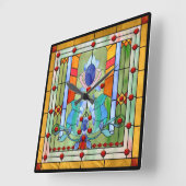 Glas in lood Fantasy Vierkante Klok (Hoek)