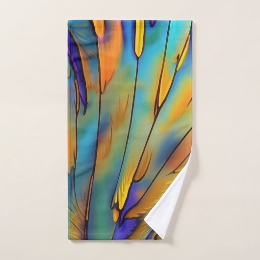 Glas in lood Feather AI Abstracte Art Bad Handdoek (Handdoek)