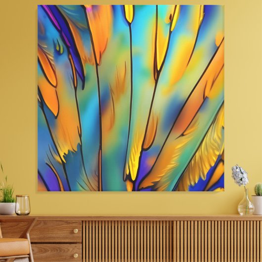 Glas in lood Feather AI Abstracte Art Canvas Afdruk (Insitu (Woonkamer))