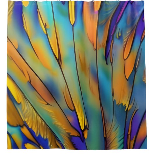 Glas in lood Feather AI Abstracte Art Douchegordijn (Voorkant)