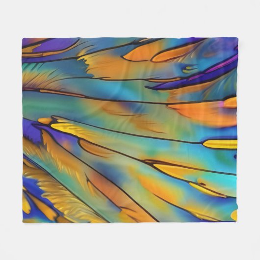 Glas in lood Feather AI Abstracte Art Fleece Deken (Voorkant (Horizontaal))