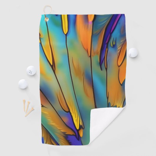 Glas in lood Feather AI Abstracte Art Golfhanddoek (Insitu)