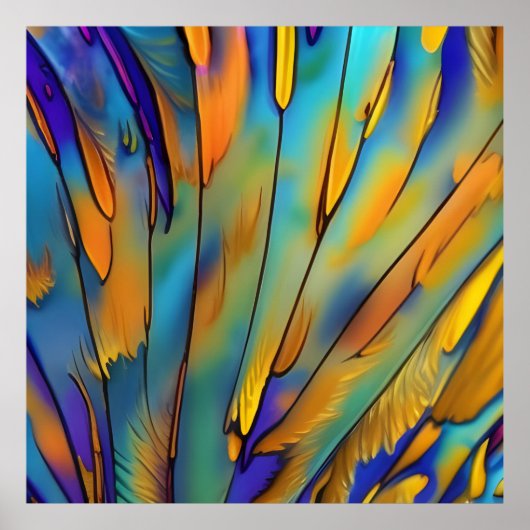 Glas in lood Feather AI Abstracte Art Poster (Voorkant)