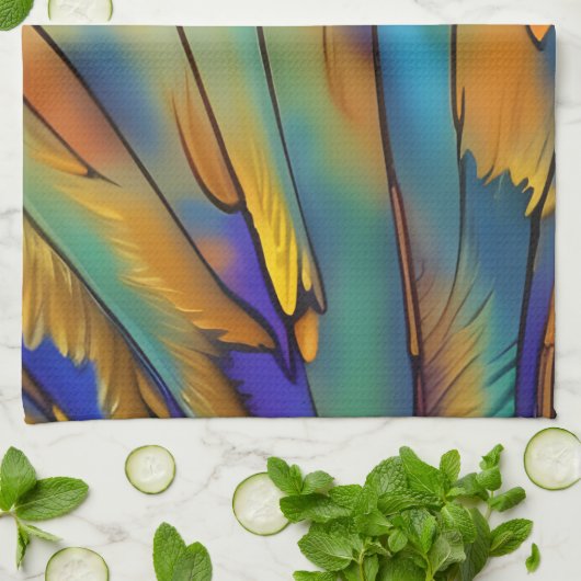 Glas in lood Feather AI Abstracte Art Theedoek (Gevouwen)