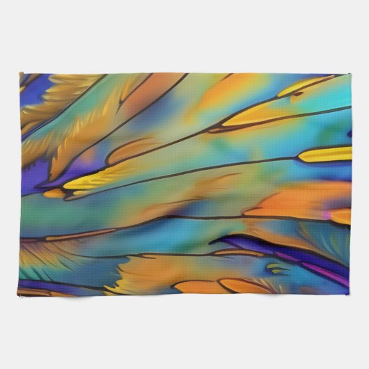 Glas in lood Feather AI Abstracte Art Theedoek (Horizontaal)