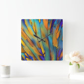 Glas in lood Feather AI Abstracte Art Vierkante Klok (Huis)