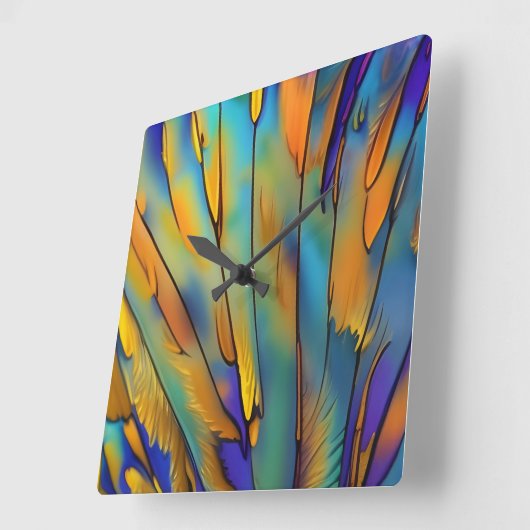 Glas in lood Feather AI Abstracte Art Vierkante Klok (Hoek)