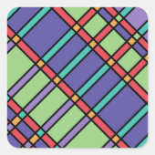 Glas in lood felle kleuren vierkante sticker (Voorkant)