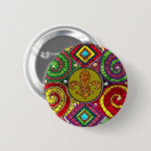 Glas in lood Fleur De Lis Abstract Ronde Button 5,7 Cm (Voorkant /achterkant)