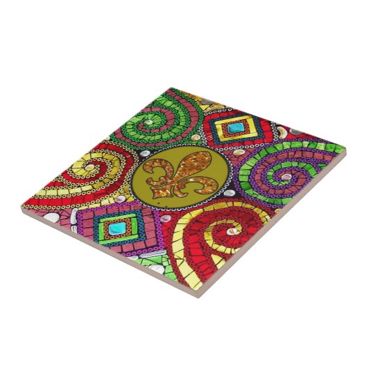 Glas in lood Fleur De Lis Abstract Tegeltje (Zijkant)