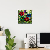 Glas in lood Floral Mosaic Art Poster (Thuiskantoor)