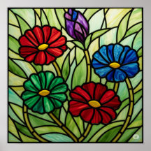 Glas in lood Floral Mosaic Art