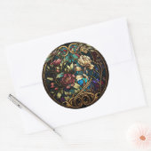 Glas in lood Floral Ronde Sticker (Envelop)