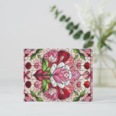 Glas in lood floral Valentijnsdag Briefkaart (Staand voorkant)
