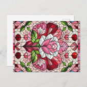 Glas in lood floral Valentijnsdag Briefkaart (Voorkant / Achterkant)