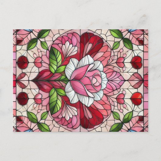 Glas in lood floral Valentijnsdag Briefkaart (Voorkant)