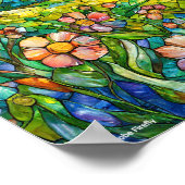 Glas in lood florale natuur ongeframed poster (Hoek)
