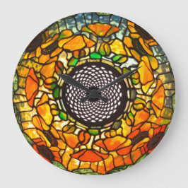 Glas in lood florale vintage grote klok