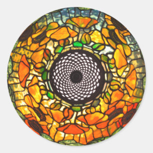 Glas in lood florale vintage ronde sticker