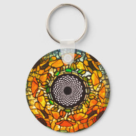 Glas in lood florale vintage sleutelhanger